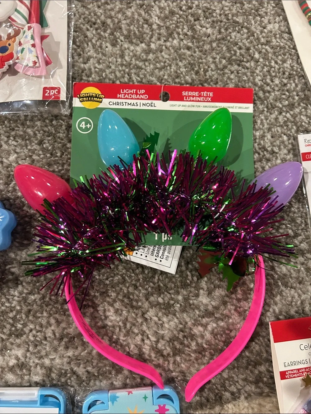 Holiday party supplies with Pink Tinsel Party Headbands all 21 items included